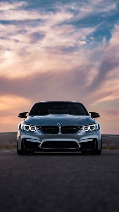 BMW M4 Sport Coupe Front Grille Sunset Mobile Background