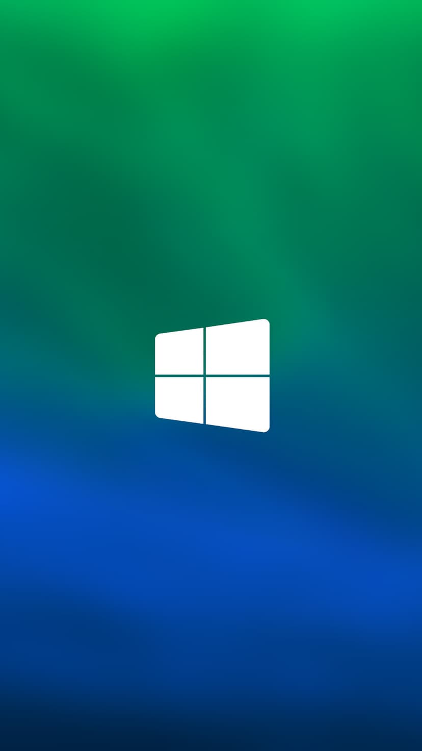 White Windows logo centered on a smooth vertical gradient transitioning from vibrant green to deep blue.