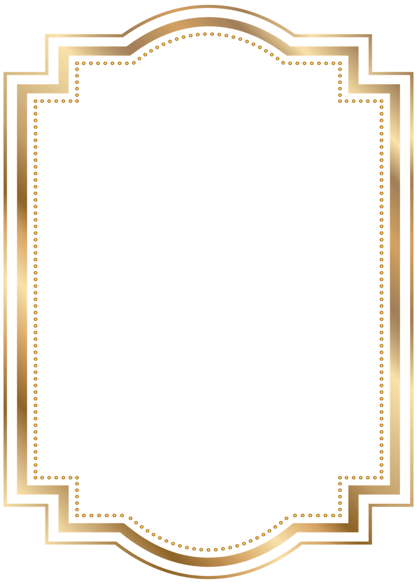 Rectangular metallic frame PNG with transparent center and sharp polished edges on a white background.