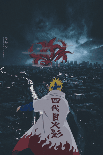 Minato Namikaze vs Kurama Nine-Tails Phone Background