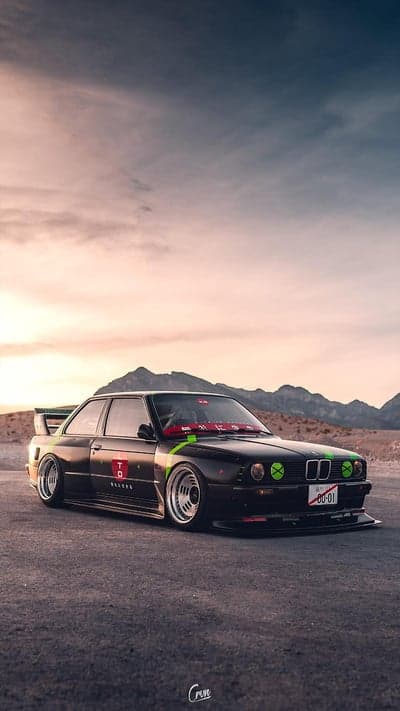 Custom Black BMW E30 M3 in Desert Landscape