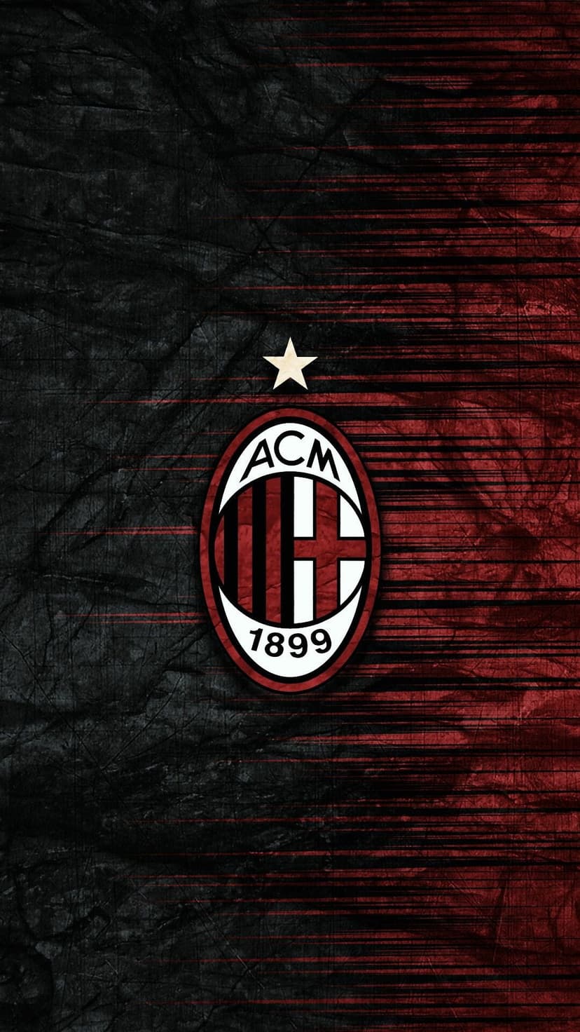 AC Milan logo centered on a textured red and black background with horizontal distressed lines and dark shadows.