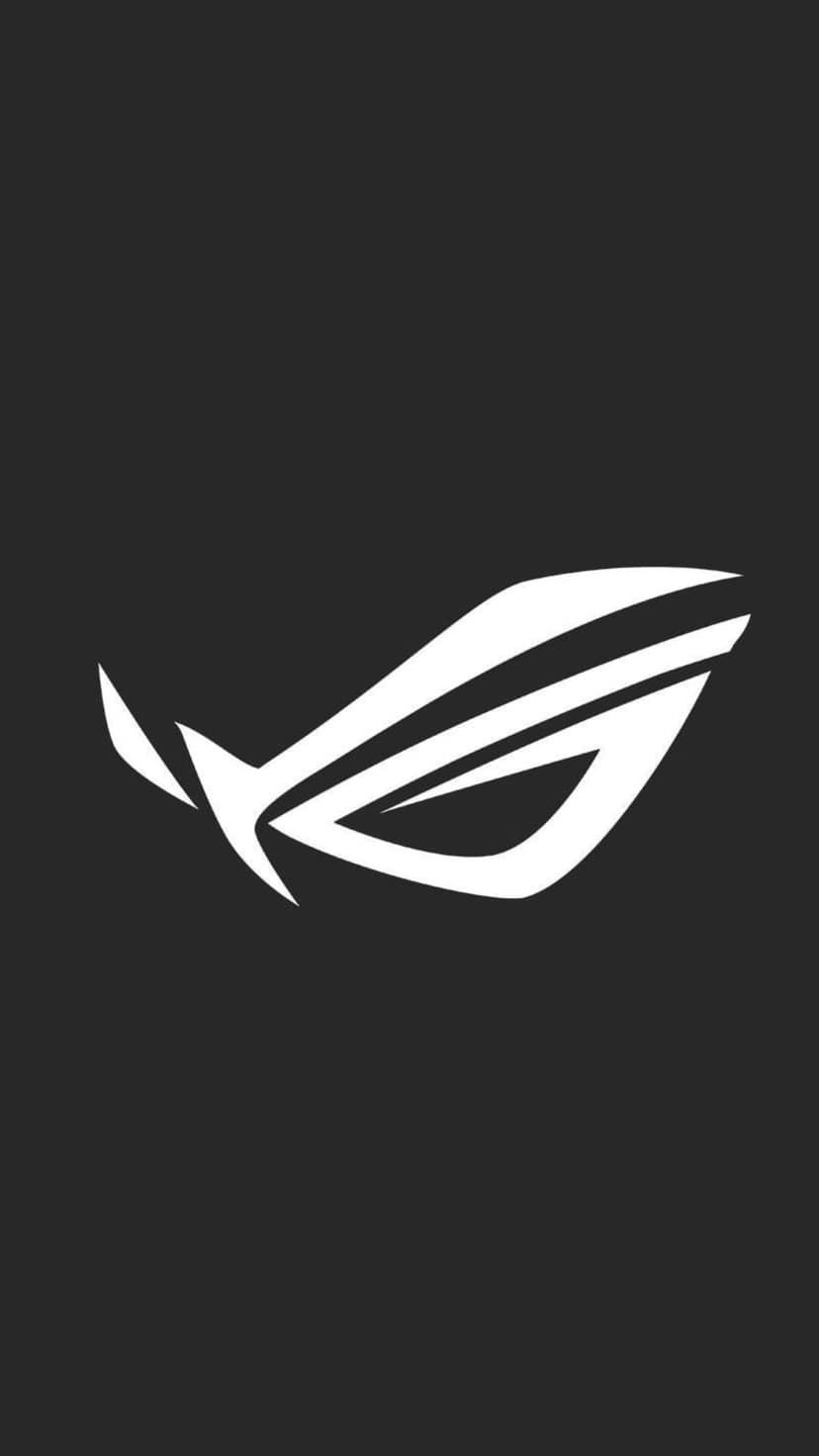 White Republic of Gamers eye logo centered on a solid black background for a minimalist mobile screen aesthetic.