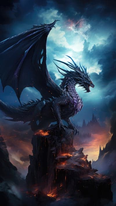 Epic Black Dragon Volcanic Mountain Mobile Wallpaper