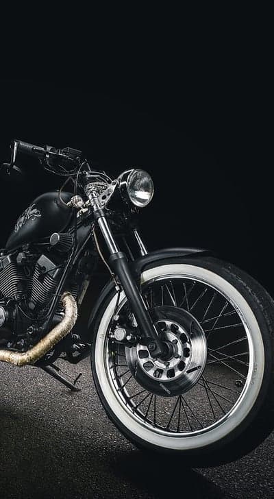 Black Custom Motorcycle with Whitewall Tires