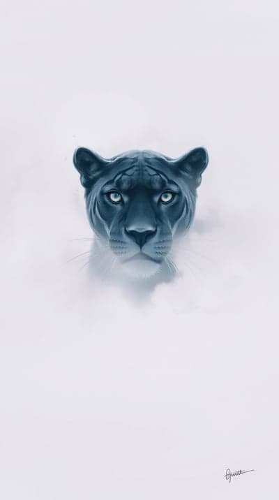 Panther with Blue Eyes Rising from Clouds Tablet Wallpaper