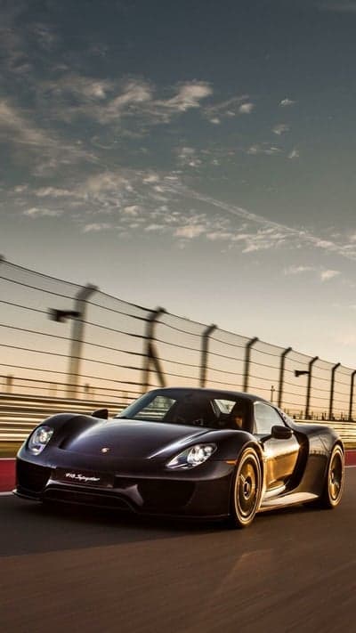Porsche 918 Spyder Supercar on Track Mobile Wallpaper