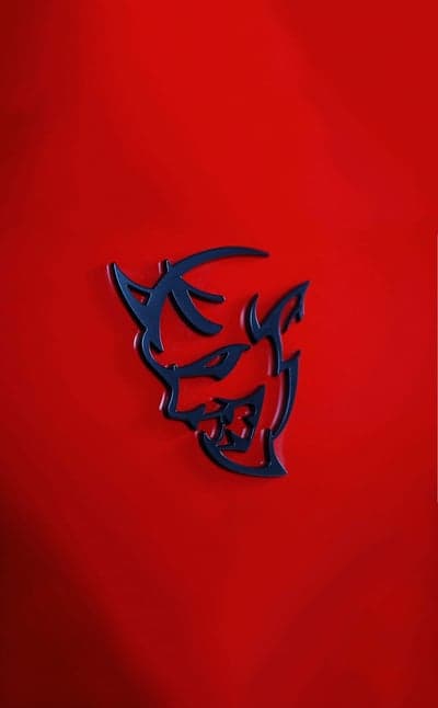 Aggressive Hellcat Emblem Mobile Wallpaper Red Backdrop