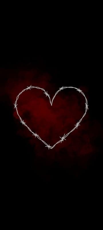 Barbed Wire Heart on Dark Red Smoky Background