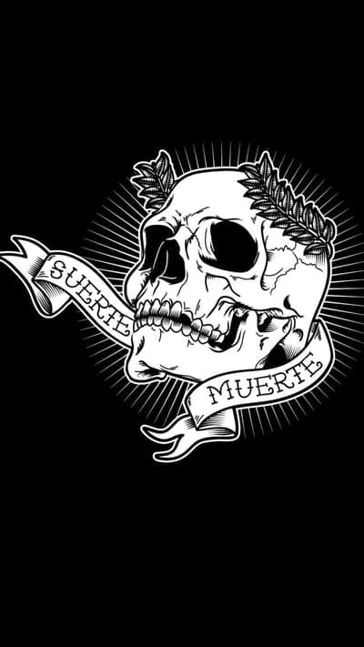 Gothic Skull with Laurel Wreath Mobile Wallpaper