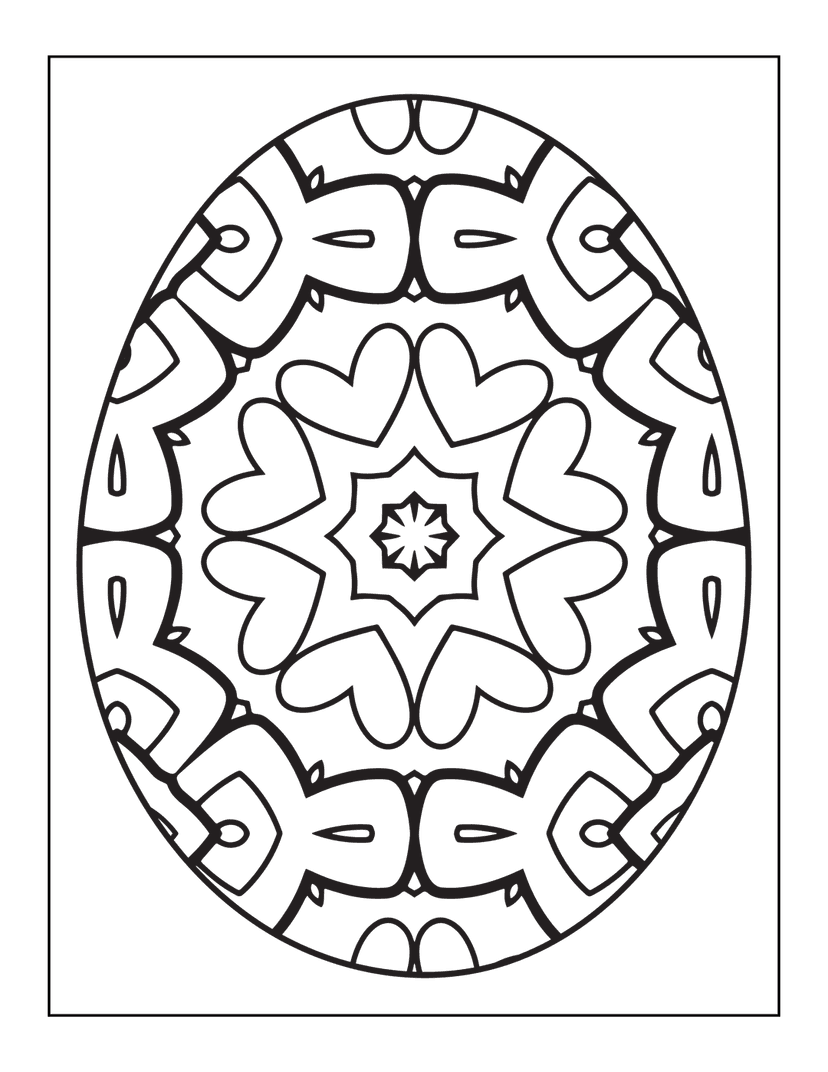 Heart mandala featuring white line art on black background with eight-pointed star and symmetrical patterns.