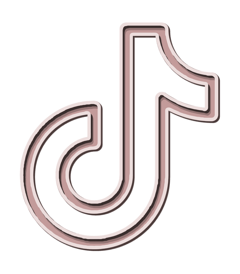 TikTok logo musical note symbol with cyan and magenta layered highlights on a transparent background.