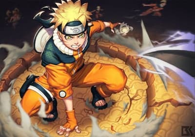 Naruto Uzumaki Unleashes Rasengan in Epic Battle Scene