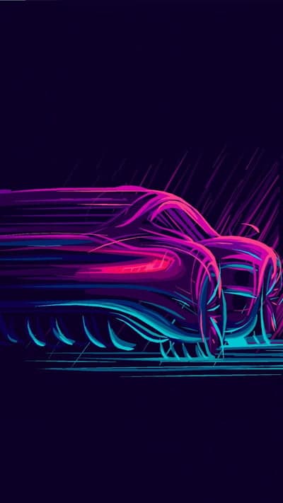 Neon Sports Car Speed Lines