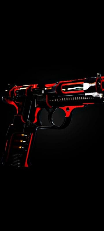 Cyberpunk Handgun with Red and Black Accents