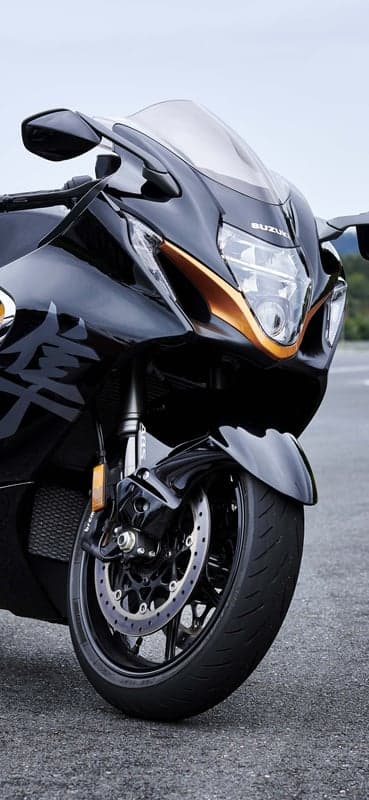 Suzuki Hayabusa Sportbike Black and Gold Mobile Wallpaper