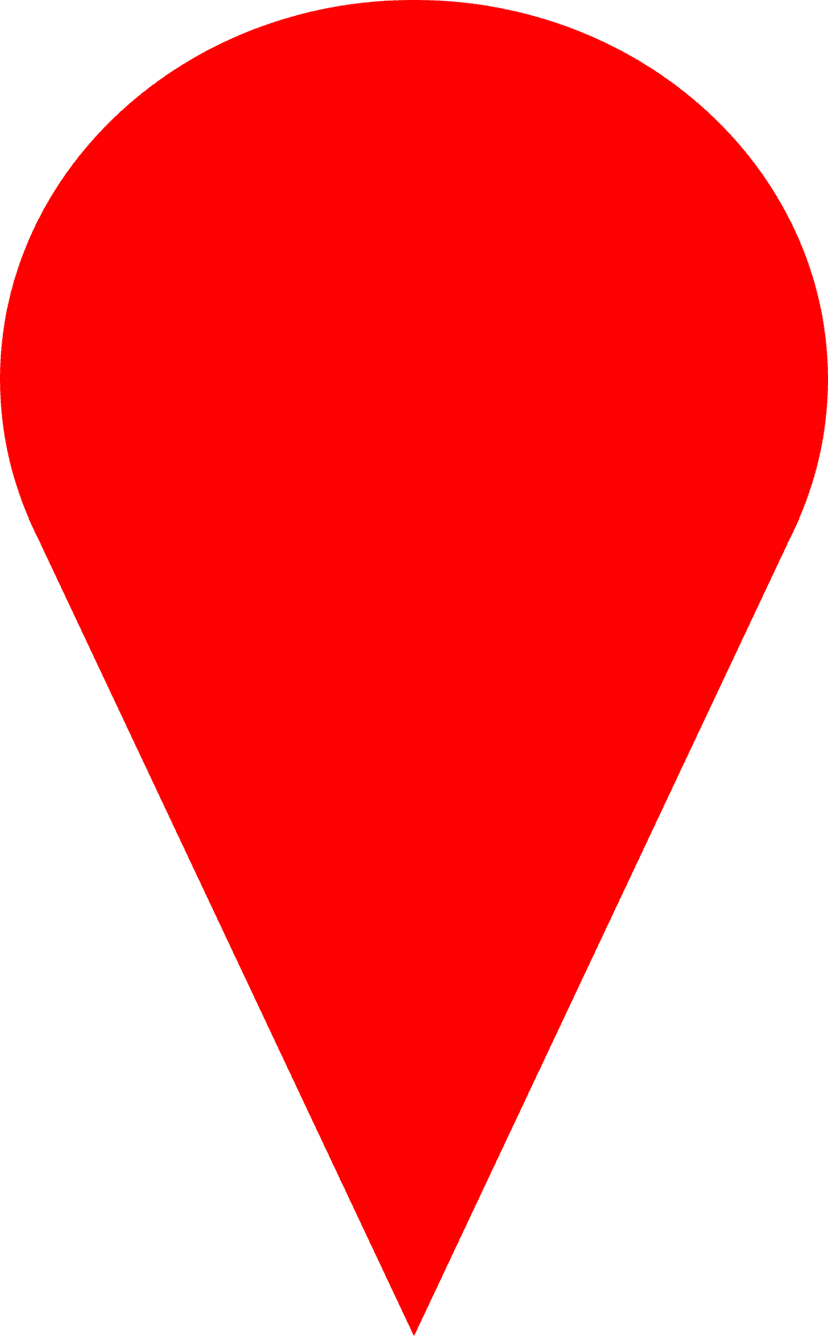 Red map marker icon with a circular cutout in a minimalist flat design style for UI navigation interfaces.