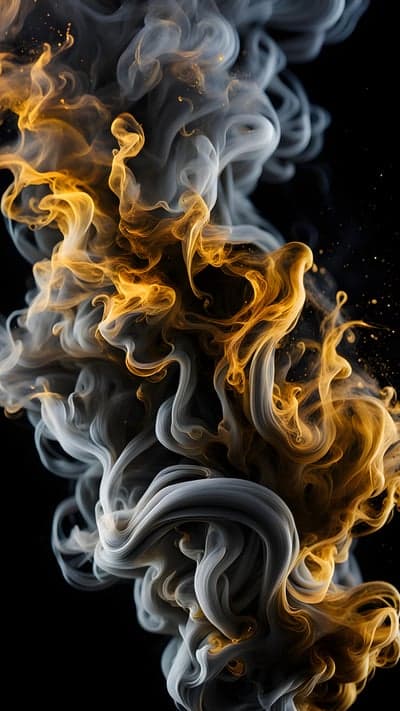Abstract Golden Smoke Tendrils Phone Background