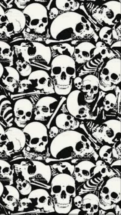Gothic Human Skull Pattern for Dark Mode Mobile Background