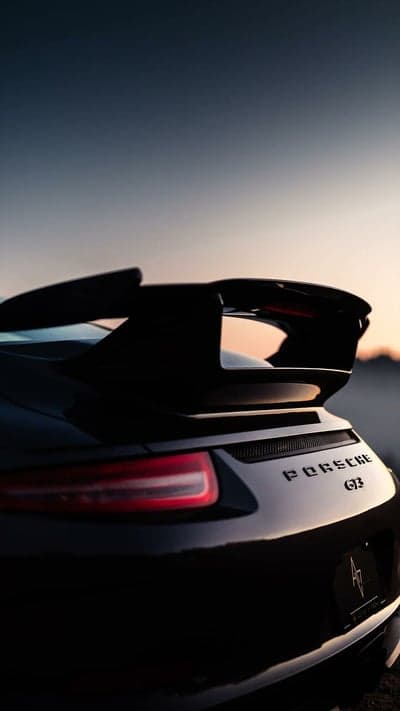 Porsche GT3 Rear Spoiler Sunset Glow Phone Wallpaper