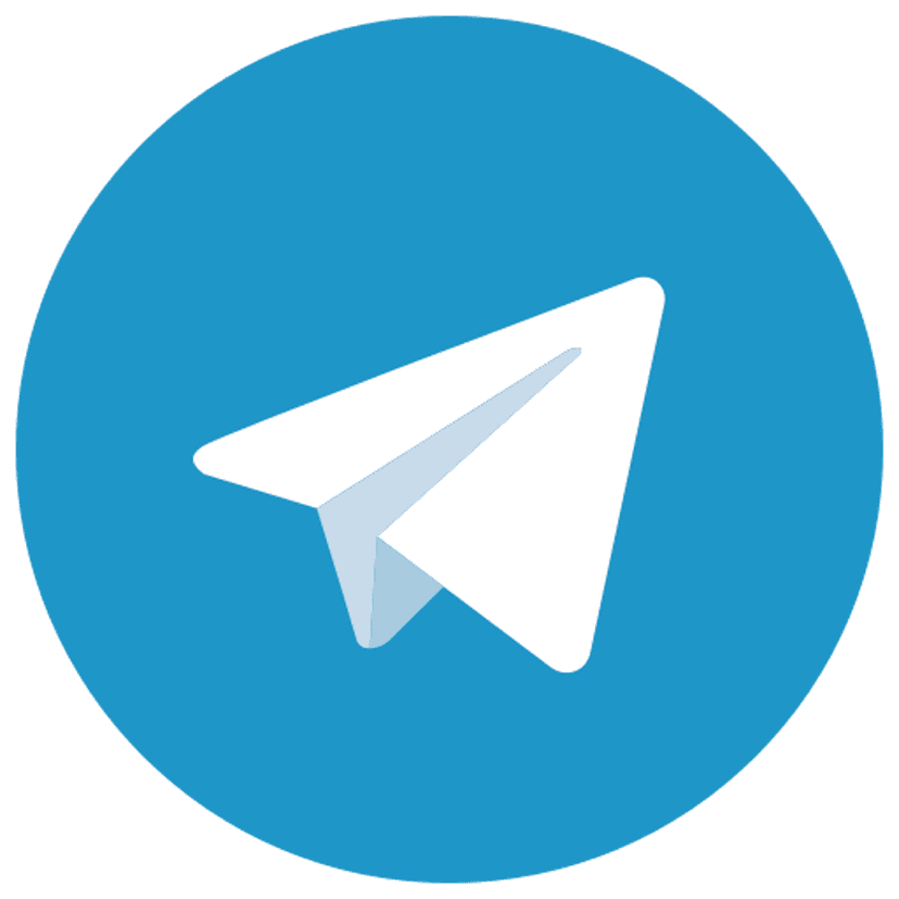 Telegram blue paper plane icon set inside a solid circular background with clean white minimalist geometric lines.