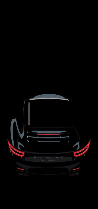 Sleek Black Porsche 911 Carrera Rear View Minimalist Art