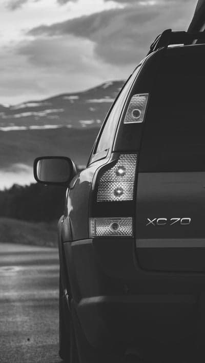 Black and White Volvo XC70 Tail Light Close-up