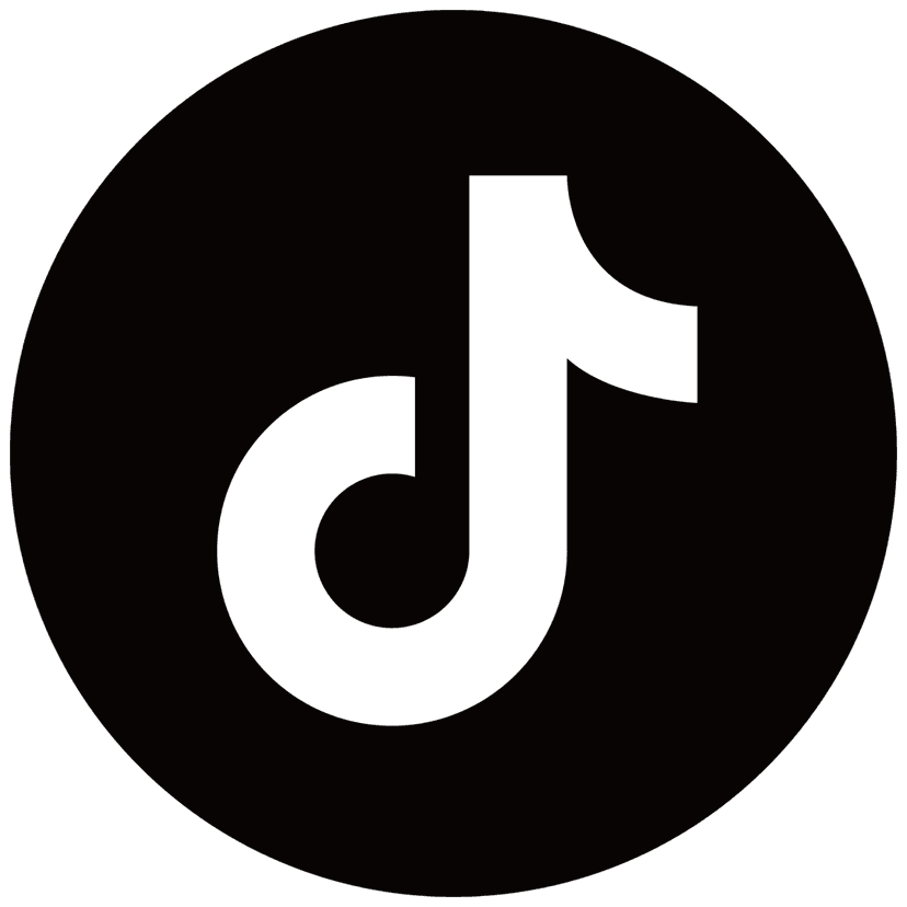 TikTok musical note icon featuring cyan and magenta offset layers creating a vibrant 3D glitch aesthetic effect.