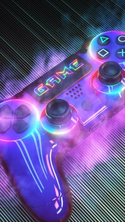 Neon Game Controller with Retro Futuristic Vibes