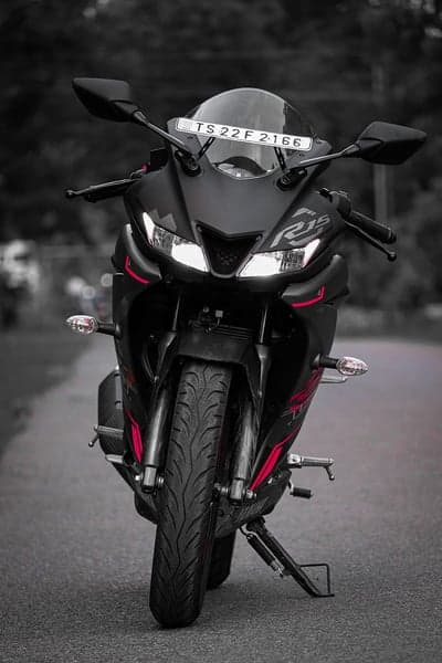 Matte Black Yamaha R15 Motorcycle Front View