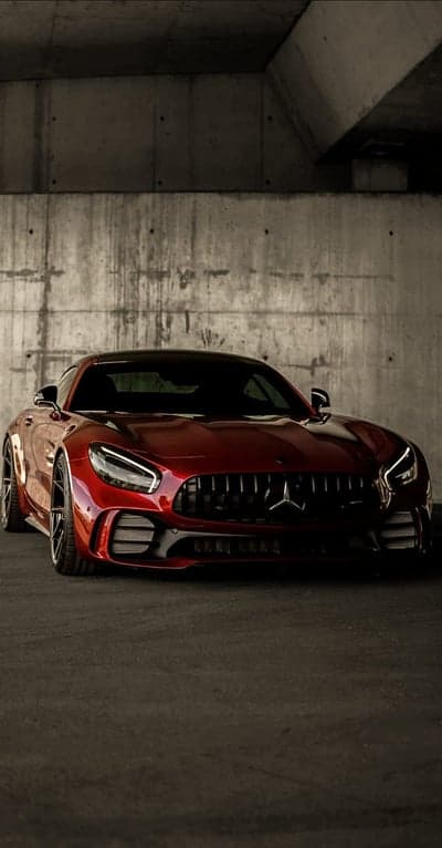 Crimson Mercedes-AMG GT Urban Car Portrait Wallpaper