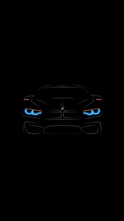 BMW M Series Neon Blue Headlight Minimalist Phone Wallpaper