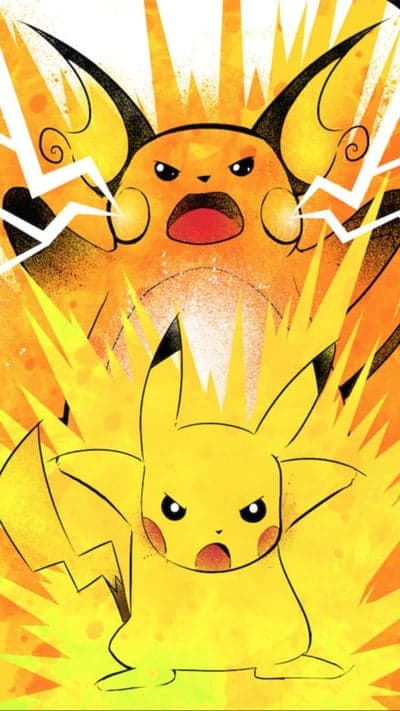 High-Voltage Pikachu and Raichu Electric Phone Wallpaper