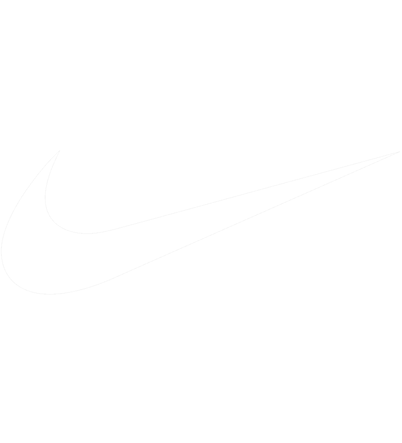 White Nike swoosh logo mark centered horizontally on a transparent background with smooth vector contours.