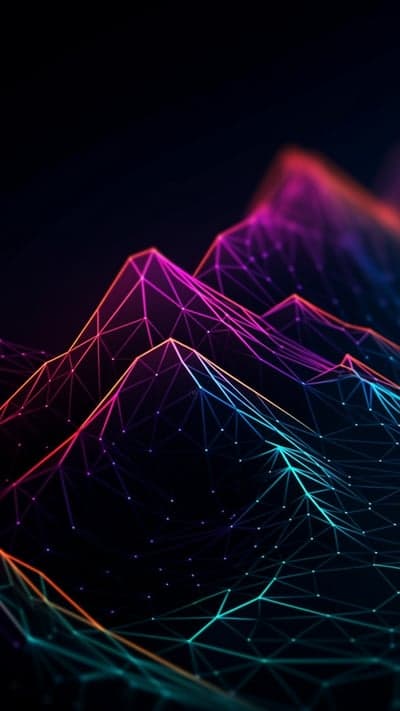 Neon Wireframe Peak Grid Portrait Phone Background