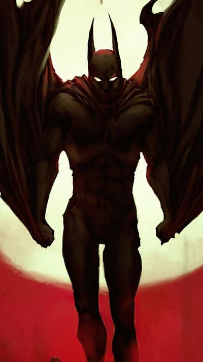 Crimson Guardian- Bat-Winged Silhouette