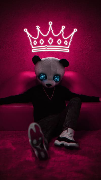 Panda King Neon Crown Vibe