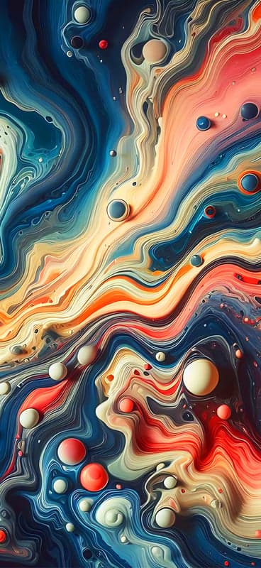Vibrant Abstract Swirls with Bubbles and Marbling Effect