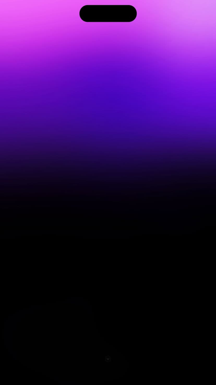 Plum purple light transitions into a dark obsidian void below a black notch element on a vertical background.