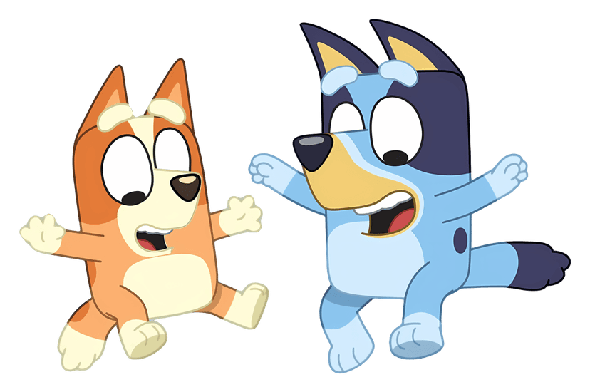 Animated dog characters jumping in midair with paws outstretched against a transparent background in vector style.