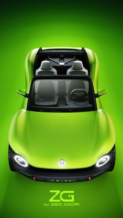 VW ID. Buggy concept car rendered in vibrant green
