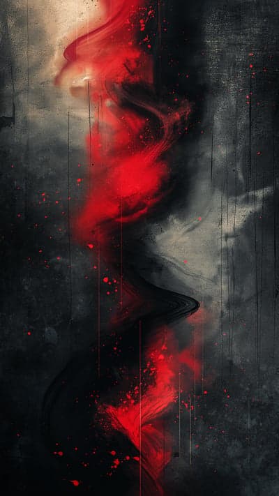 Abstract Red and Black Swirls with Splatters