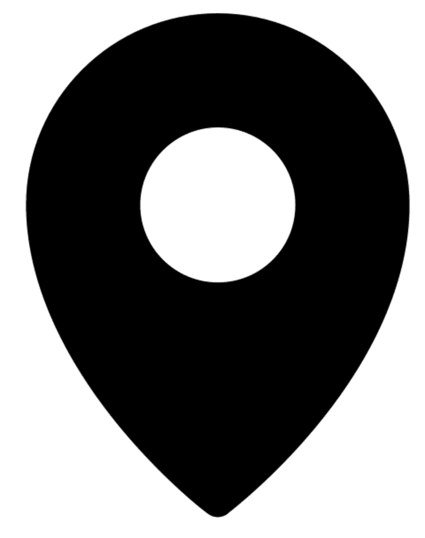 Black location marker icon positioned over a minimalist folding road map symbol with sharp vector edges.
