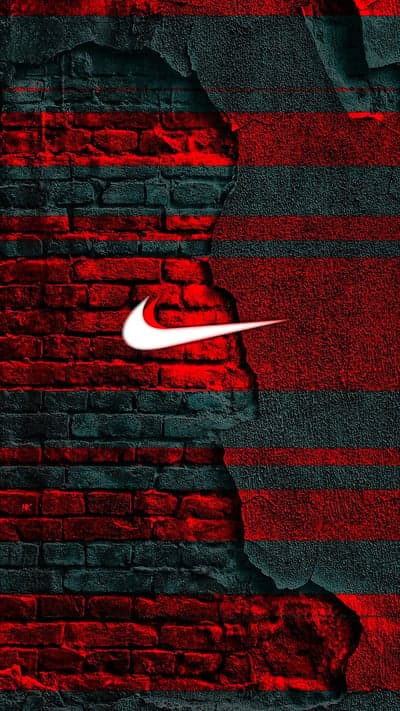 A red and black graphic design with a Nike swoosh logo