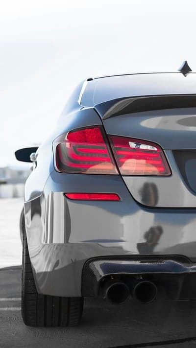 Rear View of a Sleek Gray Luxury Sedan