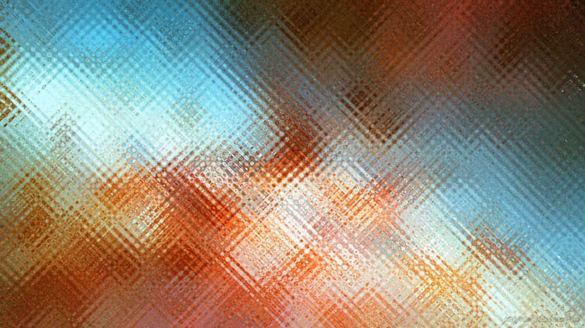 Blue and orange rippled textures create sharp diagonal ridges with deep shadows and glowing liquid highlights.