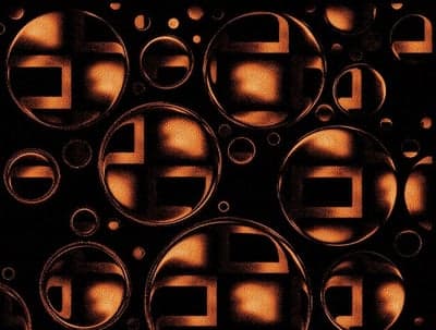 Abstract Orange Geometric Circles on Black Background