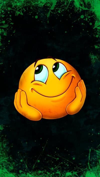 Smiling Emoji Green Grunge Art Portrait Phone Wallpaper