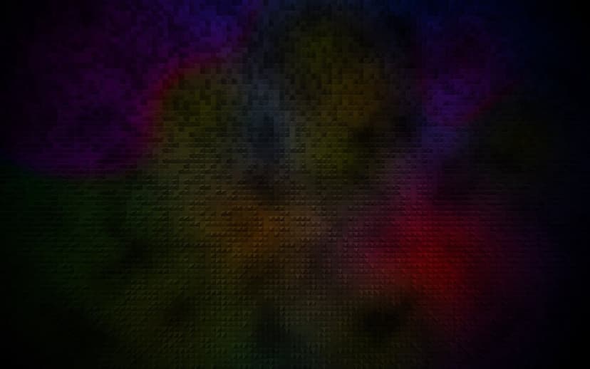 Dark geometric grid pattern beneath blurry splashes of purple, green, and red light in a vertical orientation.