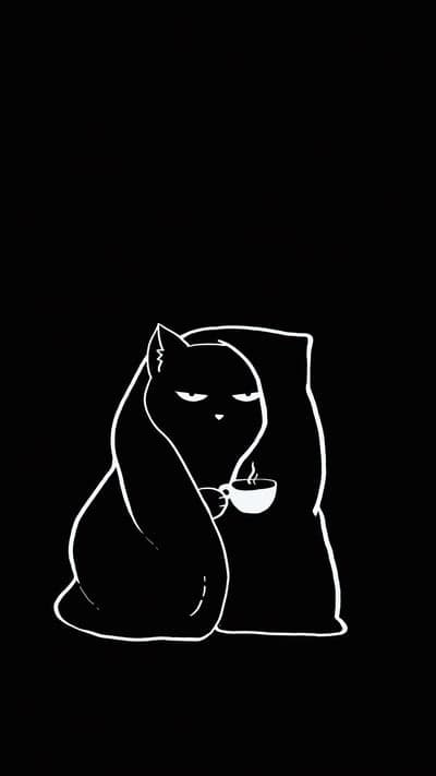 Grumpy Cat with Coffee in a Blanket